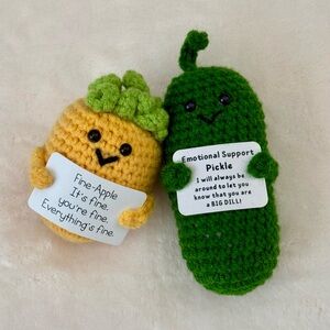 Emotional Support Crotchet Buddies - Pickle and Pineapple Set